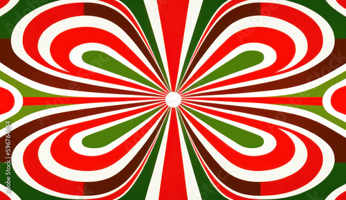 Abstract seventies retro style background in red, green and white. AI generative.