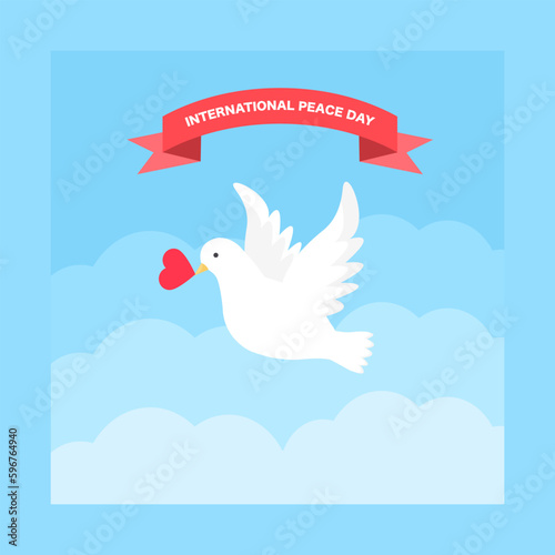 Peace Day composition with flat white dove