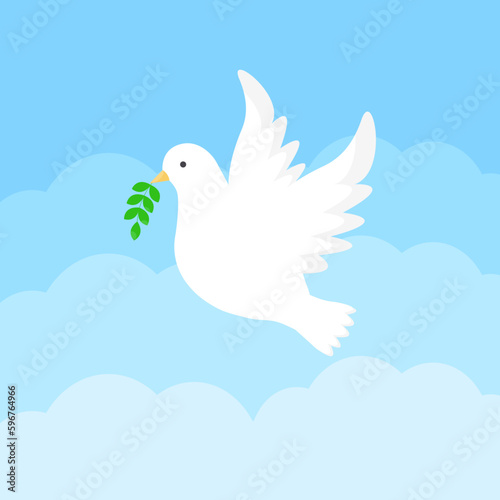 Peace Day composition with flat white dove