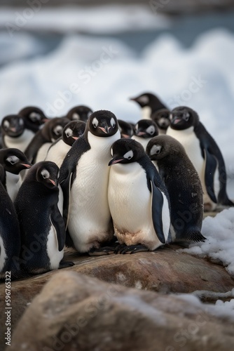 AI Generative.  Surviving Together  The Resilience of the Penguin Community in Harsh Environments 