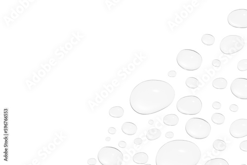 Drops of transparent gel or water in different sizes. PNG
