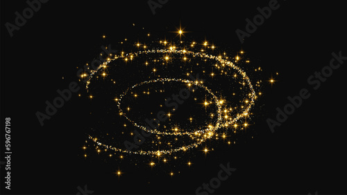 Gold glittering confetti wave and stardust