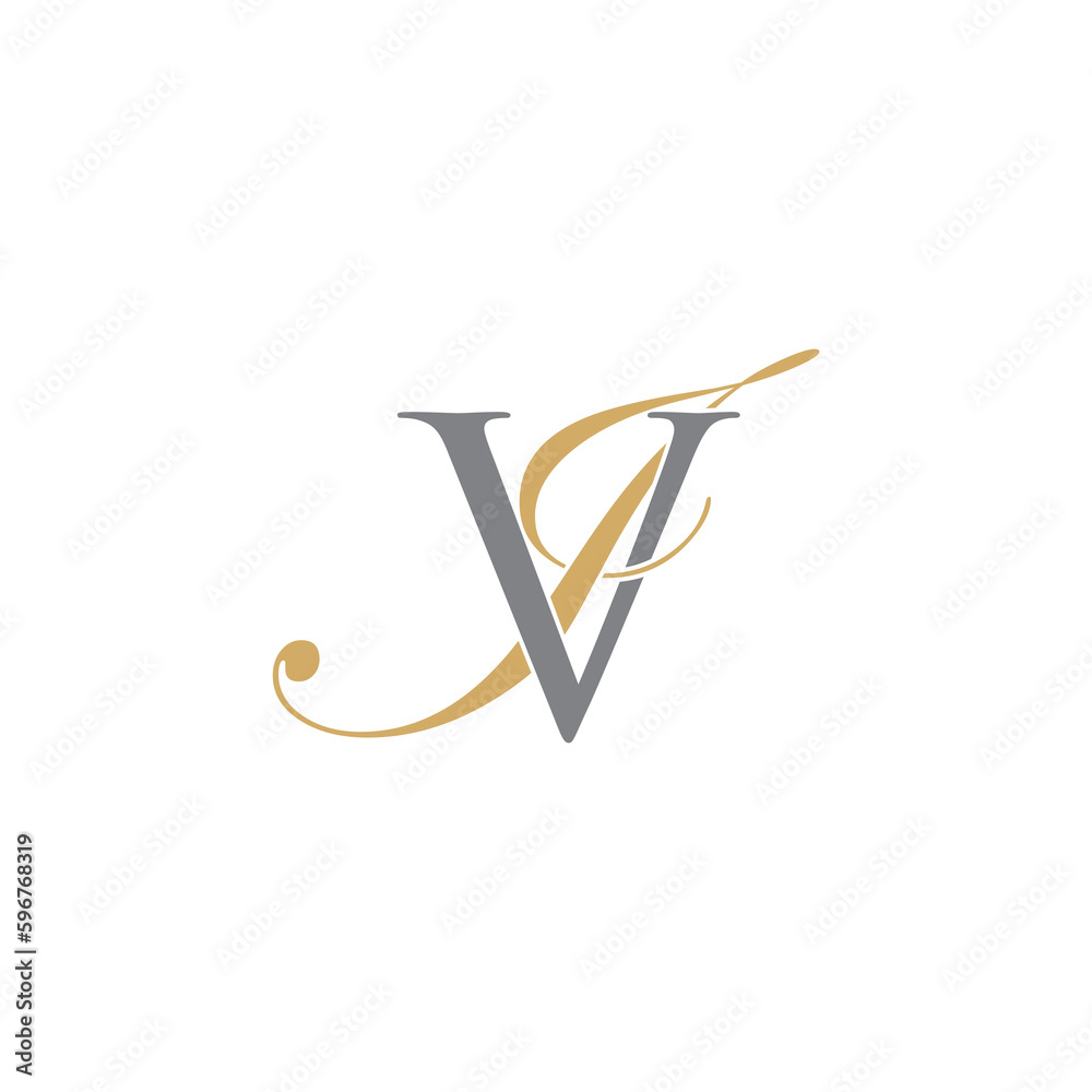 Fototapeta premium VJ, JV or IV, VI Letters Logo Icon 010