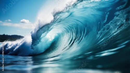 Big wave rolling in the ocean on a hot summer day © AltPix