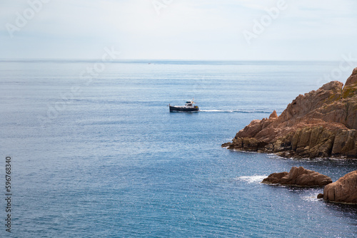 View of the Costa Brava, with its rocks and beaches on a sunny day, Costa Brava of Girona, Catalonia, Spain, Europe