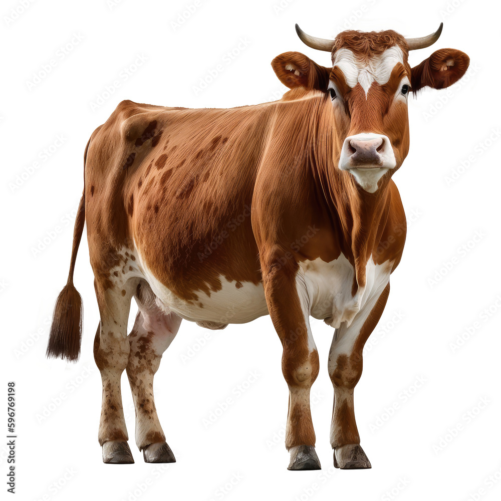 brown cow isolated on white