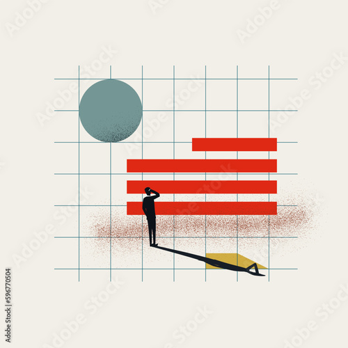 Vector illustration of a researcher or businessman analyzing abstract data, symbolizing business or data analysis