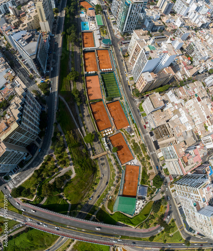 Aerial drone view of Miraflores district from the boardwalk photo