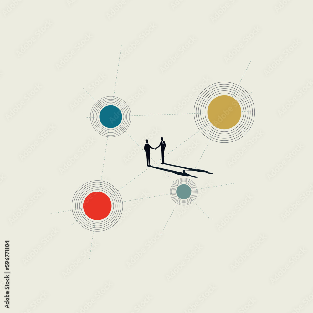 Vector illustration of two businessmen shaking hands, symbolizing a successful deal, negotiation or hiring a candidate
