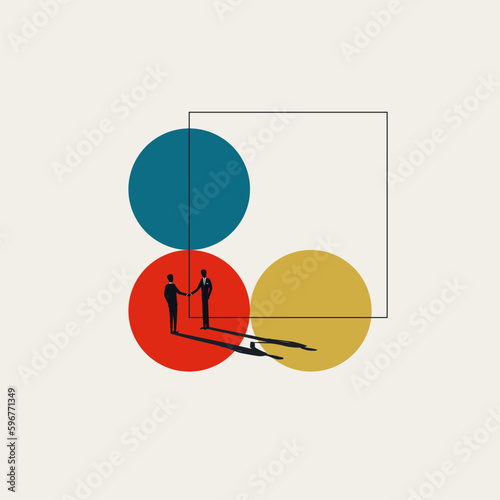 Vector Illustration of two businessmen shaking hands, symbolizing hiring a new employee, or accepting a new team member