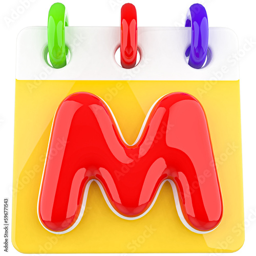 Letters M Alphabet with 3d Calendar Icon