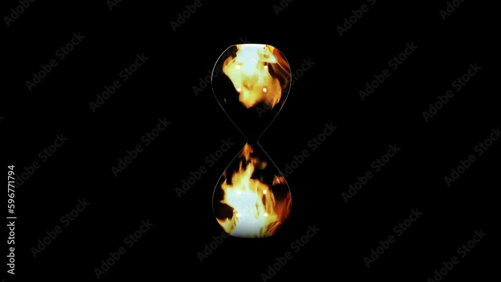Burning flame in elegant hourglass on black background Burning flame in elegant hourglass on black background