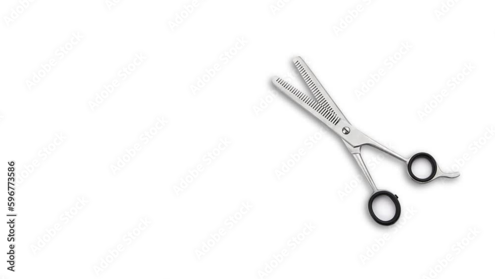 Hairdresser scissors with black handles on white background Hairdresser scissors with black handles on white background