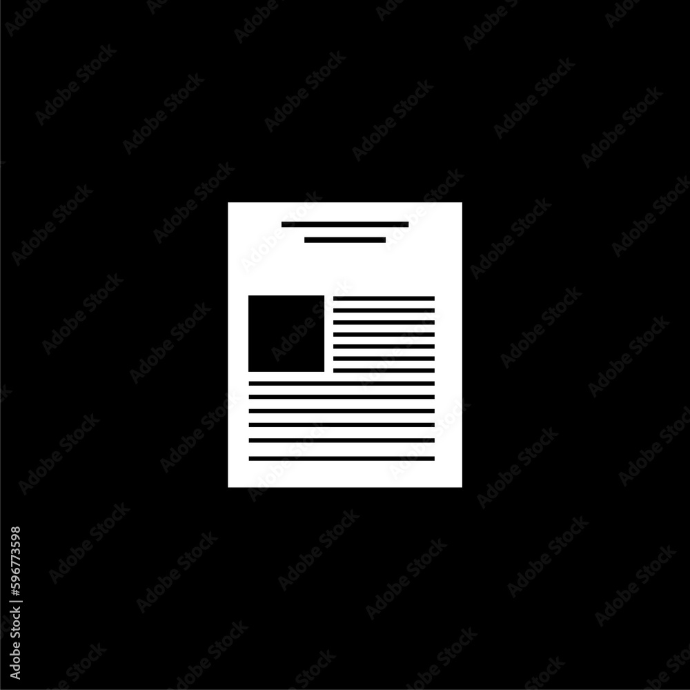 Document icon isolated on black background Document icon isolated on black background