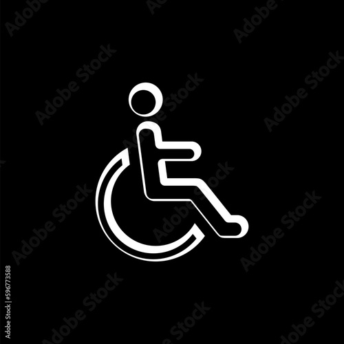 Disabled icon sign Accessibility icon isolated on black background 