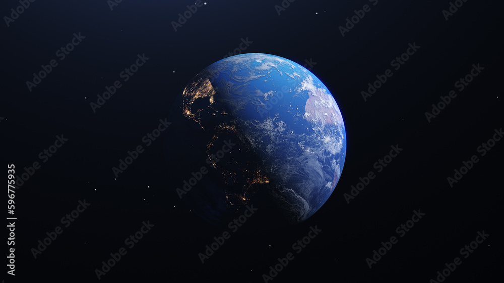 Naklejka premium High-Resolution Planet Earth view. The World Globe from Space in a star field shows the terrain and clouds. Elements of this image are furnished by NASA