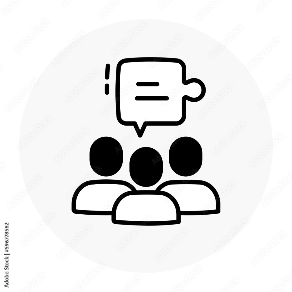 Three Person and a Chat Icon. Group Conversation icon. Verified Discussion icon. Successful Collaboration. Vector icon with editable stroke. Three Person and a Chat Icon. Group Conversation icon. Verified Discussion icon. Successful Collaboration. Vector icon with editable stroke.