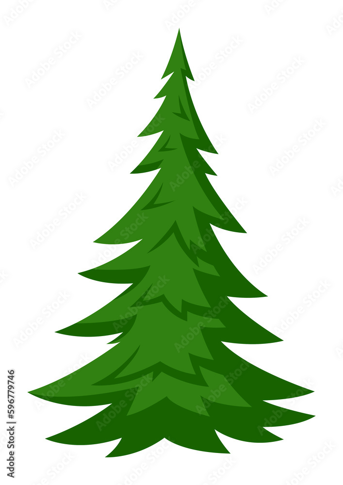 Illustration of fir tree. Forest or park landscape element. Seasonal image.