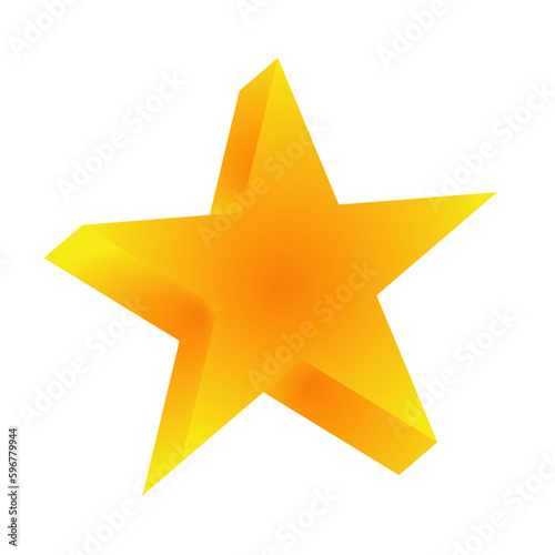 Golden Star 3D Icon. Transparent background. Vector Illustration.