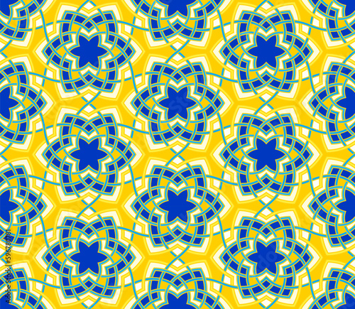 Arabesque floral pattern. Entwined flowers in arabic geometry style, intricate lines.