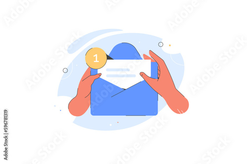Receiving Message Vector Concept With Envelope In Users Hand. Correspondence, e-mail receive illustration. Businessman sending letter. Mail business vector.