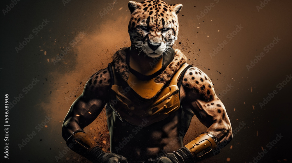 Wildcat-Inspired Villain: Epic Powder Battle of the Fierce Humanoid Warriors