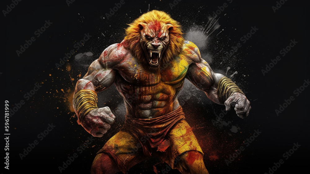 Wildcat-Inspired Villain: Epic Powder Battle of the Fierce Humanoid Warriors