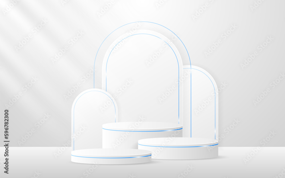 Multi-tiered white podium with white curved border and elegant blue lines on the back for displaying advertisements. Cosmetic product display. Stage or podium. vector illustration
Multi-tiered white podium with white curved border and elegant blue lines on the back for displaying advertisements. Cosmetic product display. Stage or podium. vector illustration