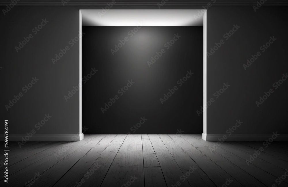 Pared de habitación de color negro con pequeña iluminación con espacio en blanco, pared lisa de fondo con iluminación tenue. Generative ai. Pared de habitación de color negro con pequeña iluminación con espacio en blanco, pared lisa de fondo con iluminación tenue. Generative ai.