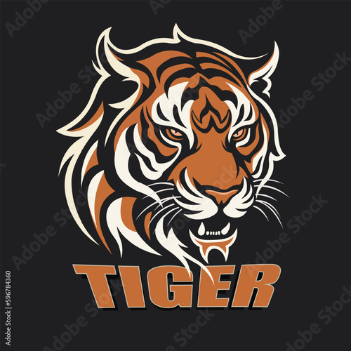Tiger mascot logo design. Angry roaring tiger head vector 