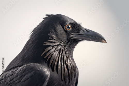 Portrait of a Black Raven (Corvus corax). created with generative AI