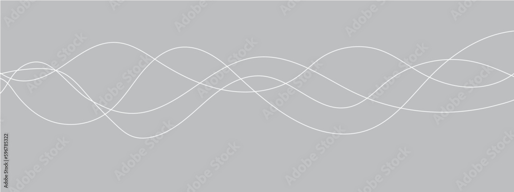Abstract background with silver, grey and white smoky wave lines on ...