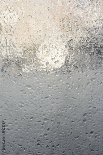 water drops on window from the inside