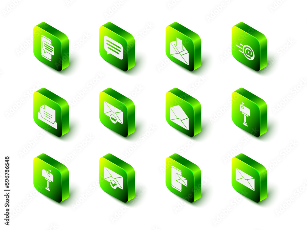 Set Speech bubble chat, Envelope, Mail and e-mail, box, Mobile envelope and check mark icon. Vector Set Speech bubble chat, Envelope, Mail and e-mail, box, Mobile envelope and check mark icon. Vector