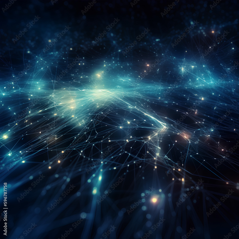 A blue and black background with lines and dots, an ultrafine detailed A blue and black background with lines and dots, an ultrafine detailed