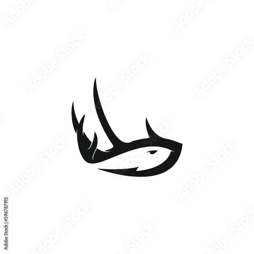hunting Deer and fish minimalist logo design	