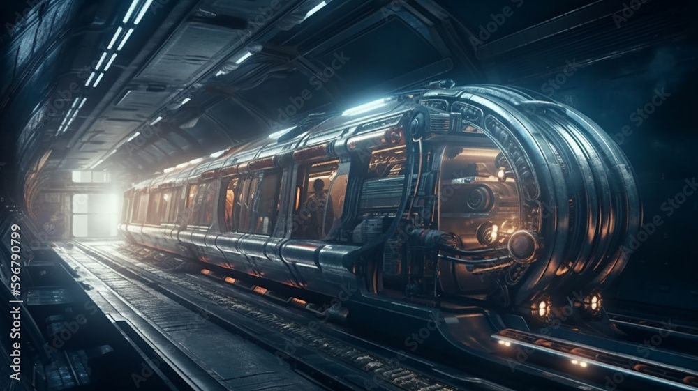 Fototapeta premium A modern train against the backdrop of a beautiful landscape. nature in the background