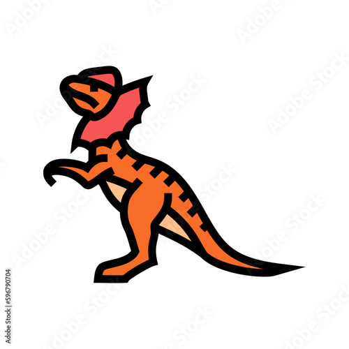 dilophosaurus dinosaur animal color icon vector illustration