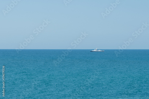 coast guard ship on the sea horizon