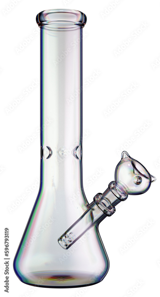 A glass water pipe for smoking weed, isolated on transparent