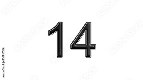 14 black lettering white background year number