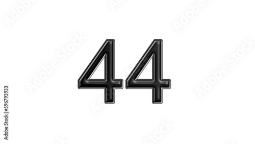 44 black lettering white background year number