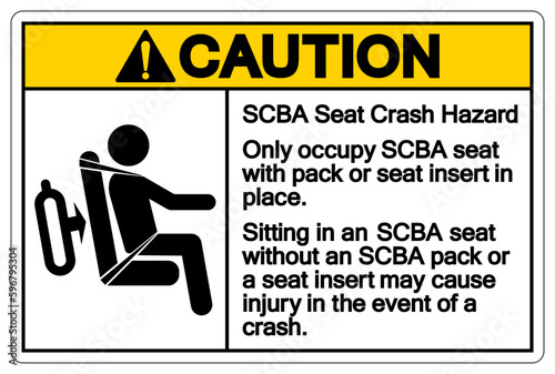 Caution SCBA Seat Crash Hazard Symbol Sign, Vector Illustration, Isolate On White Background Label .EPS10