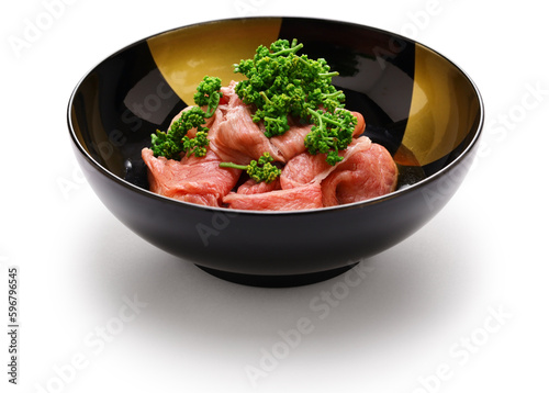 shabu-shabu of Sansho (Japanese pepper ) flower and beef photo