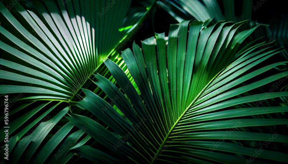 Fototapeta premium Closeup nature view of palm leaves background Ai generated image
