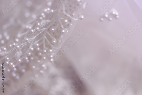 Close up of detail on wedding gown