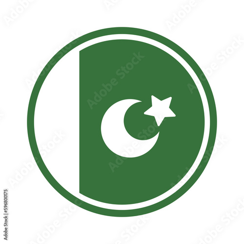 Flat design round Pakistani flag icon. Pakistan. Vector.