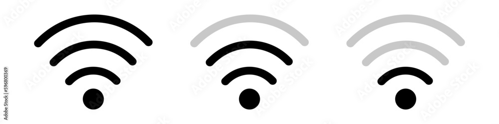 Network icons with different styles for each signal strength level; Wi-Fi strength level; and a network icon for each level of signal strength. Vector. Network icons with different styles for each signal strength level; Wi-Fi strength level; and a network icon for each level of signal strength. Vector.
