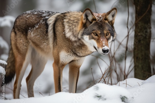 AI Generative.  Unleash the Resilience and Beauty of Endangered Canines in Red Wolf Hunting 
