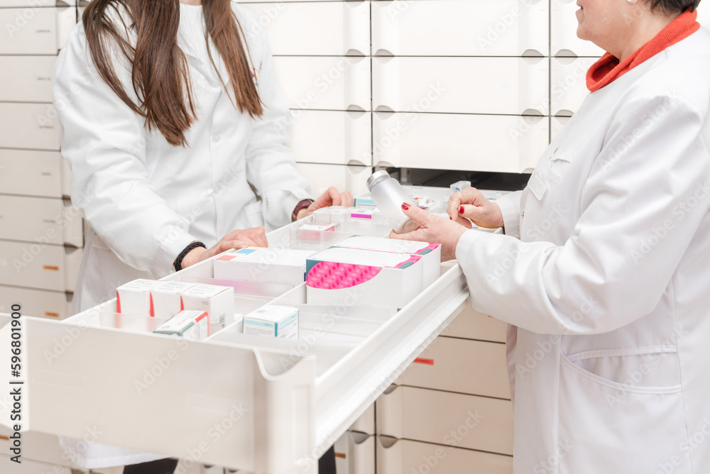 Female pharmacists working together Female pharmacists working together